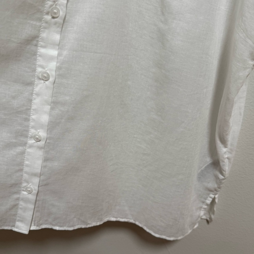 J. Crew white button down sheer flutter sleeve bl… - image 6